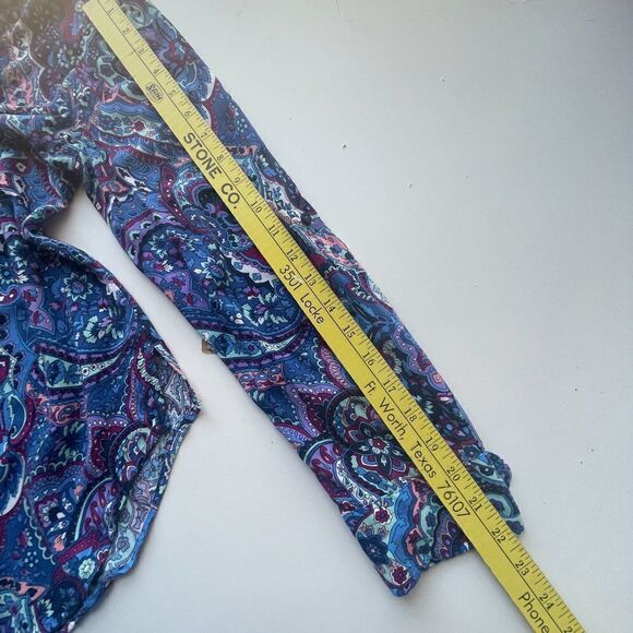Talbots Blue, Aqua, Teal and Purple Paisley Long Sleeve Blouse - Picture 8 of 11